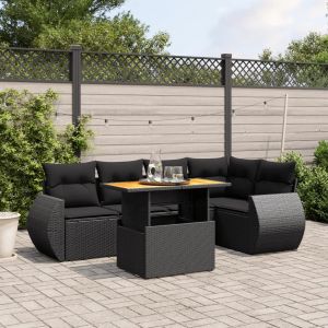 Prolenta Premium - Salon De Jardin 6 Pcs Avec Coussins Noir R&eacute;sine Tress&eacute;e - Neuf