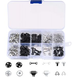 Mevronisshop-100 Pi&egrave;ces Boutons Pression &Agrave; Coudre, Crochets De Couture De Jupe, Kit De Boutons Pression De Couture Fermetures &Agrave; Crochet Et Oeil M&eacute;tal Attaches Pour Jupe, Soutien-Gorge, Pantalon, V&ecirc;te - Neuf