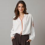 Blouse Oversize En Coton, D&eacute;tails Brod&eacute;s - Lora Zellini - Couleur Blouse - Taille Taille Unique