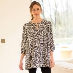 Tunique Fluide Imprim&eacute; Fleuri, Manches 3/4 - Blancheporte - Couleur Tunique - Taille Taille Unique