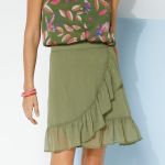 Jupe Volant&eacute;e Effet Portefeuille, Voile Uni - Blancheporte - Couleur Jupe courte - Taille 34/36