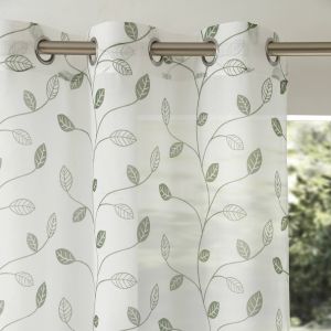 Panneau Voilage Motif Petites Feuilles - Finition Oeillets - Blancheporte - Couleur Voilage - Taille Panneau : largeur 140 x hauteur 260cm