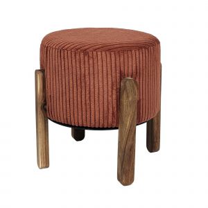 Tabouret Cylindrique, Pieds En Bois - Blancheporte - Couleur Orange - Taille Taille Unique