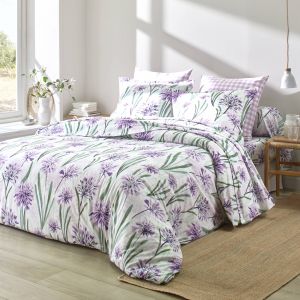 Linge de lit Agapanthe en coton imprimé fleurs - Housse De Couette 2 Personnesonnes : 260x240cm - Violet - Colombine - Couleur Violet - Taille Housse de couette 2 personnes : 260x240cm