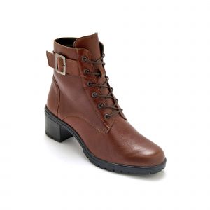Bottines cuir &agrave; talon zipp&eacute;es et lac&eacute;es - 36 - Marron - P&eacute;diconfort - Couleur Bottines - Taille 36