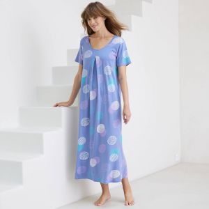 Chemise De Nuit Longue Imprim&eacute;e Graphique - Blancheporte - Couleur Chemise de nuit longue - Taille Taille Unique