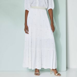 Jupe Longue Volant&eacute;e Imprim&eacute; Dor&eacute;, Cr&eacute;pon - Blancheporte - Couleur Jupe longue - Taille Taille Unique