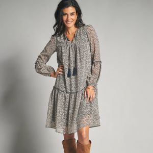 Robe en voile imprim&eacute; - 46 - Bleu - Lora Zellini - Couleur Robe courte - Taille 46