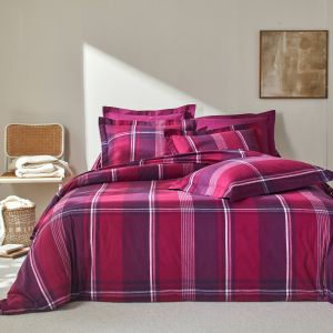 Linge de lit Scott flanelle tissé teint - Housse De Couette 2 Personnesonnes : 260x240cm - Violet - Colombine - Couleur Violet - Taille Housse de couette 2 personnes : 260x240cm