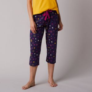 Pantacourt De Pyjama Imprim&eacute; &Eacute;toiles Estrella - Coton - Blancheporte - Couleur Bas de pyjama - Taille 42/44
