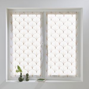 Vitrage Droit Brod&eacute; Motif Art D&eacute;co - La Paire - Blancheporte - Couleur Vitrage - Taille Paire rideaux : largeur 60 x hauteur 160cm