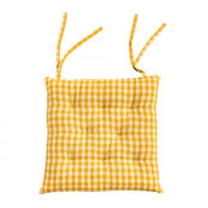 Galette De Chaise Carrée Petits Carreaux - Lot De 2 - Blancheporte - Couleur Jaune - Taille Taille Unique