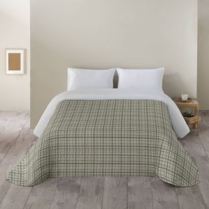 Couette Microfibre Imprimé Carreaux 200 G/m² - Blancheporte - Couleur Beige - Taille Couette 2 personnes : 220x240cm