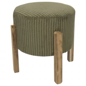 Tabouret Cylindrique, Pieds En Bois - Blancheporte - Couleur Vert - Taille Unité