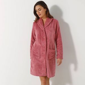 Robe De Chambre Maille Polaire Col Châle - Longueur 95 Cm - Blancheporte - Couleur Rose - Taille 52