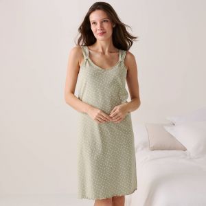 Nuisette Imprim&eacute;e Minimaliste Avec Bretelles Fronc&eacute;es - Blancheporte - Couleur Nuisette - Taille 54