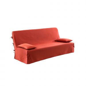 Housse clic-clac standard coton bachette uni - Housse Clic Clac Non Matelassée : 140x190cm - Orange - Colombine - Couleur Orange - Taille Housse clic clac non matelassée : 140x190cm