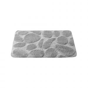 Tapis De Bain Motif Galets - Blancheporte - Couleur Gris - Taille Contour : 50x40cm