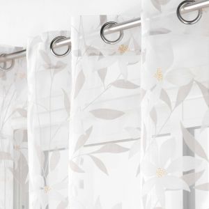 Voilage Dévoré Avec Feuillage - Finition Oeillets - Blancheporte - Couleur Blanc - Taille Taille Unique
