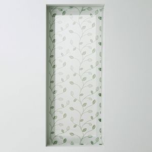 Vitrage Voile Motif Petites Feuilles - Finition Pattes - Blancheporte - Couleur Vert - Taille Rideau : largeur 45 x hauteur 120cm