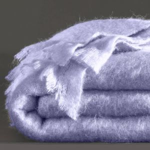 Couverture laine mohair angora - Couverture 1 Personne : 180x200cm - Violet - Ourson - Couleur Violet - Taille Couverture 1 personne : 180x200cm