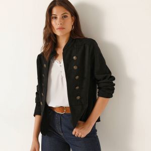 Veste Officier Suédine - Blancheporte - Couleur Noir - Taille 36