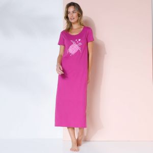 Chemise De Nuit Longue Coton &ndash; Imprim&eacute; ''tortue'' - Blancheporte - Couleur Chemise de nuit longue - Taille 46/48
