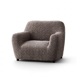 Housse Bi-extensible Microfibre Gaufrée Graphique Pour Fauteuil Et Canapé - Blancheporte - Couleur Marron - Taille Housse canapé 2 places