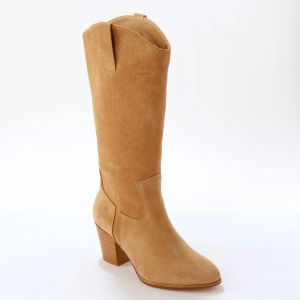 Bottes Hautes Santiags, Cuir Su&eacute;d&eacute; - Blancheporte - Couleur Bottes - Taille 40