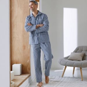 Pyjama Rayures Flanelle Coton - Blancheporte - Couleur Pyjama - Taille L