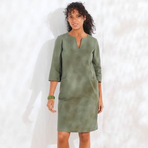 Robe Forme Housse Unie, M&eacute;lange Coton-lin - Blancheporte - Couleur Robe courte - Taille 44