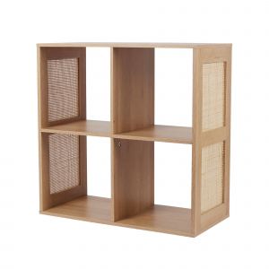 Meuble De Rangement 4 Cases, Bois Et Rotin - Blancheporte - Couleur Écru - Taille Unité