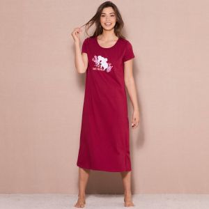 Chemise De Nuit Longue À Manches Courtes Imprimé Koala - Blancheporte - Couleur Chemise de nuit longue - Taille 46/48