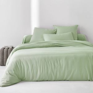 Linge de lit uni en bambou et en lin** - Drap-housse 2 Personnesonnes : 160x200cm - Vert - Colombine - Taille Drap-housse 2 personnes : 160x200cm