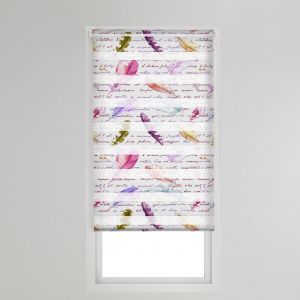 Store Jour/nuit Motif Plumes - Blancheporte - Couleur Store et rideau enrouleur - Taille Store : largeur 40 x hauteur 100cm