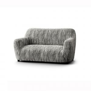 Housse Bi-extensible Microfibre Imprimé Vagues Pour Fauteuil Et Canapé - Blancheporte - Couleur Gris - Taille Housse fauteuil 1 place