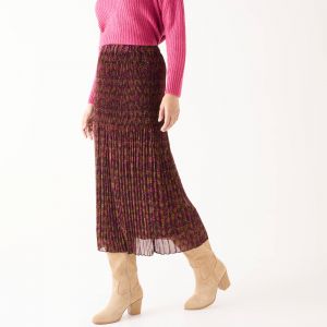 Jupe Imprimée Mi-longue, Voile Plissé - Blancheporte - Couleur Noir - Taille 50
