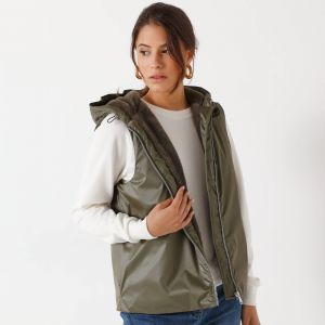 Parka Imperméable Fourrée, Sans Manches - Blancheporte - Couleur Kaki - Taille 48