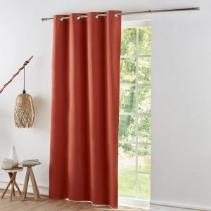 Rideau occultant bachette uni - Rideau : Largeur 135 X Hauteur 180cm - Orange - Colombine - Couleur Store et rideau occultant - Taille Rideau : largeur 135 x hauteur 180cm