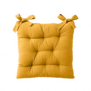 Galette De Chaise Carrée Unie Coton Bachette - Lot De 2 - Colombine - Couleur Jaune - Taille Taille Unique