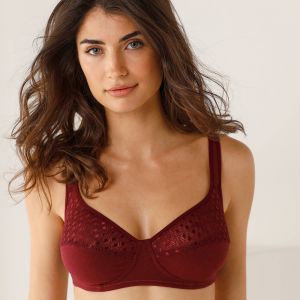 Soutien-gorge coton dentelle uni Coria - sans armatures - 85B - Rouge - Confidence Lingerie - Couleur Soutien-gorge sans armatures - Taille 85B