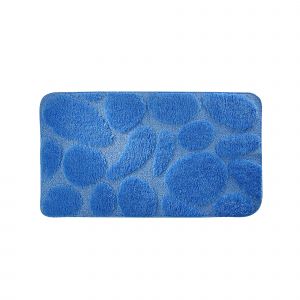 Tapis De Bain Motif Galets - Blancheporte - Couleur Bleu - Taille Contour : 50x40cm