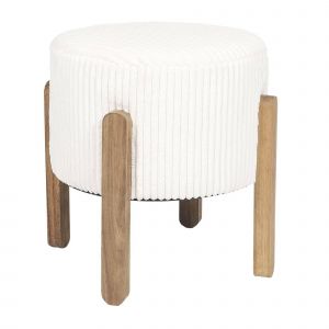 Tabouret Cylindrique, Pieds En Bois - Blancheporte - Couleur Blanc - Taille Unité