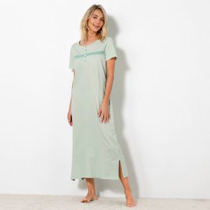 Chemise De Nuit Longue Manches Courtes Unie - Blancheporte - Couleur Chemise de nuit longue - Taille 38/40