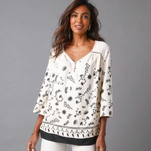Tunique Imprim&eacute;e Manches 3/4 - Blancheporte - Couleur Tunique - Taille 40