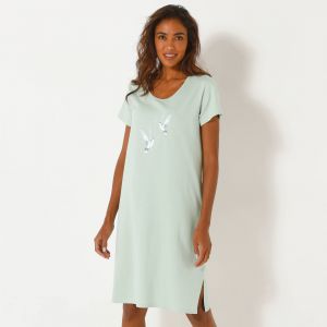 Chemise De Nuit Courte Oiseaux - Blancheporte - Couleur Chemise de nuit courte - Taille 50