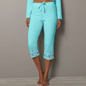 Pantacourt Base Imprim&eacute;e Bucolique - Coton Jersey - Blancheporte - Couleur Bas de pyjama - Taille 42/44