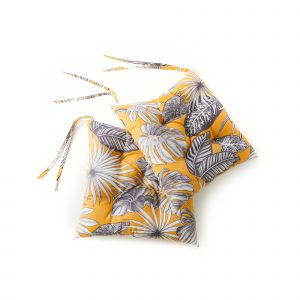 Galette De Chaise Imprimé Tropical - Blancheporte - Couleur Jaune - Taille Lot de 2 galettes de chaise : 40x40x6cm