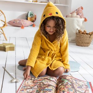 Peignoir de bain déguisement enfant poussin éponge coton - 340 g/m² - 2/4 Ans - Jaune - Colombine Des Petits - Couleur Jaune - Taille 2/4 ans
