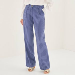 Pantalon Large Fluide Ray&eacute;, Viscose-lin - Blancheporte - Couleur Pantalon de ville - Taille 48